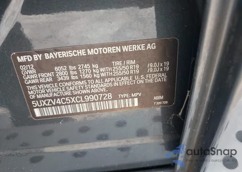 2012 BMW X5 xDrive35I/xDrive35I Premium/xDrive35I Sport Activity из США, поврежденный, VIN 5UXZV4C5XCL990728